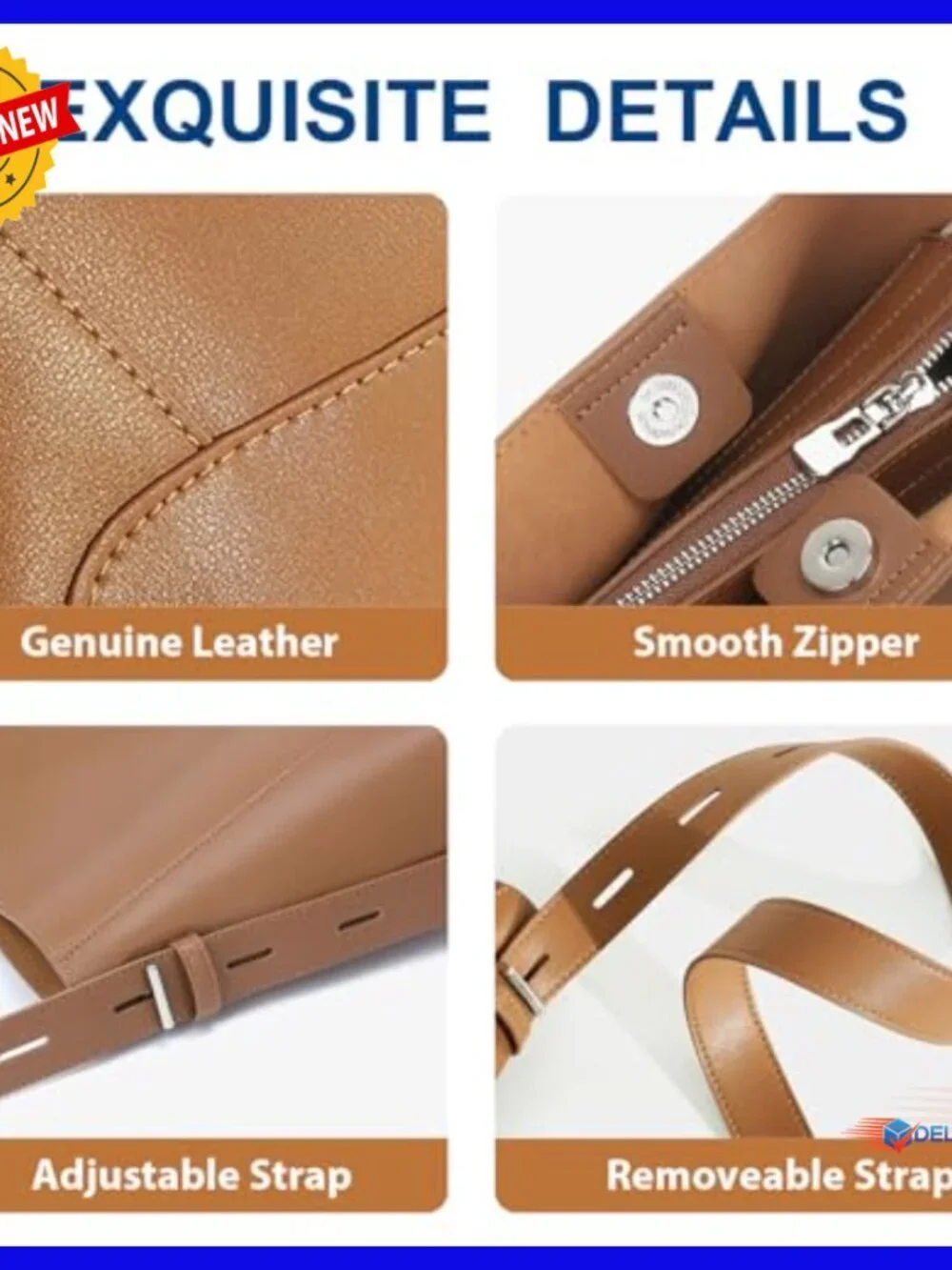 Genuine Leather Hobo Bag Adjustable Crossbody Shoulder Purse Spacious